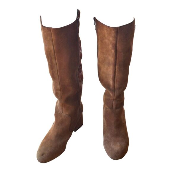 Gianni Bini Boots Southwestern Boho Leather Knee High Aztec Embroidered Suede 10 - Picture 5 of 16